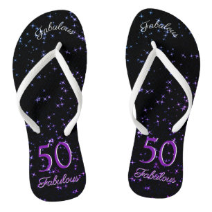 Tongs 50 Et Fabulous Anniversaire Noir violet Élégant