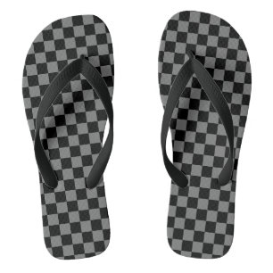 Tongs à carreaux gris/noir de luxe personnalisés