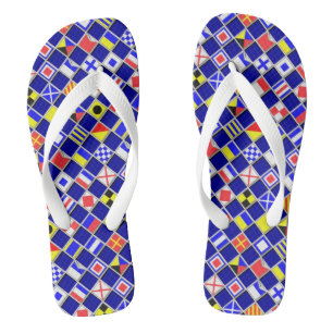 Tongs À damiers Signal Nautique Drapeaux bleu marine