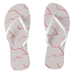 Tongs à motif croquis rouge d'art abstrait