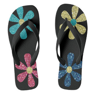 tongs à parties scintillant florale pour femmes