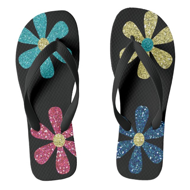 tongs à parties scintillant florale pour femmes (Semelle)
