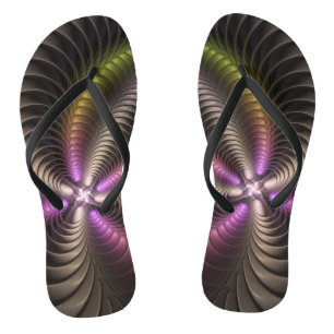 Tongs Abstrait brillant Trippy coloré 3D Fractal Art