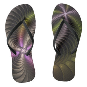 Tongs Abstrait brillant Trippy coloré 3D Fractal Art