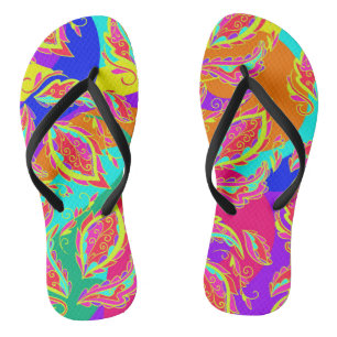 Tongs abstrait,couleur, motif, indien,mandala,rose,
