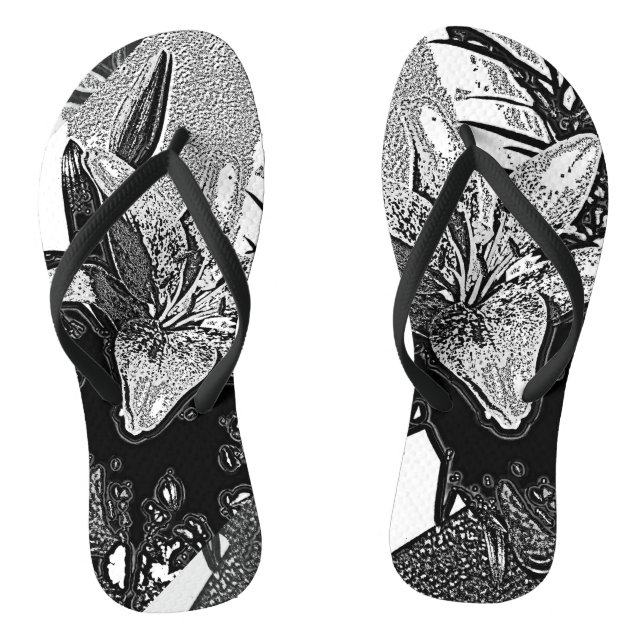 Tongs abstrait noir et blanc monochrome (Semelle)