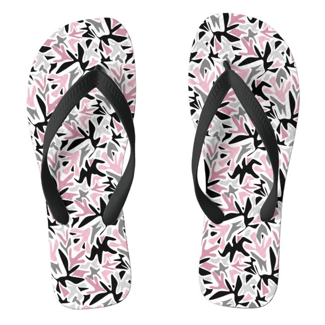 Tongs Abstrait, Noir et Rose, Jeune, Throw Pill moderne (Semelle)