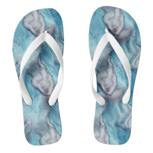 Tongs Abstrait tourbillon de marbre bleu et violet