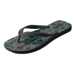 Tongs Abstrait turquoise et orange