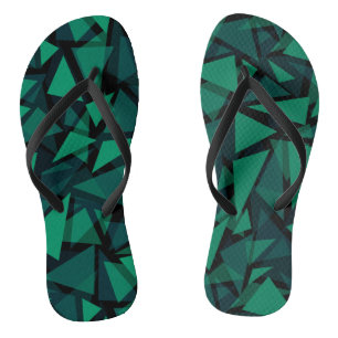 Tongs Abstrait vert émeraude polygonale motif jeter pil
