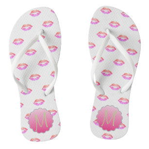 Tongs Adorable Cool Glitter Lips , Monogramme