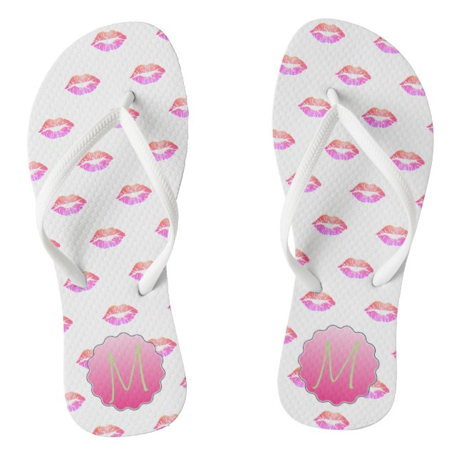 Tongs Adorable Cool Glitter Lips , Monogramme (Semelle)