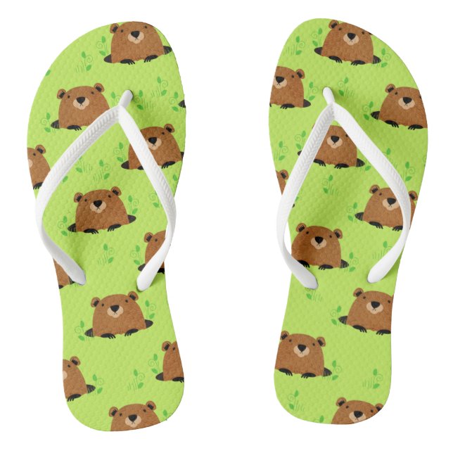 Tongs Adorable Motif de la marmotte de bois (Semelle)