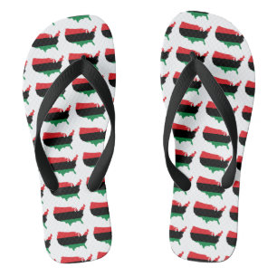 Tongs afro-américain _ Couleurs rouge, noir et vert
