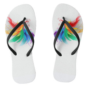 Tongs Ailes fluffy arc-en-ciel