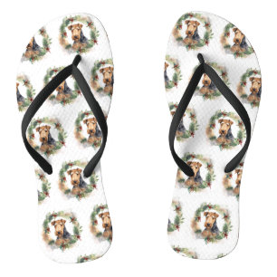 Tongs Airedale Christmas Wreath Festive Pup