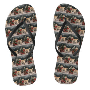 Tongs Akita Chien dans Noël de neige