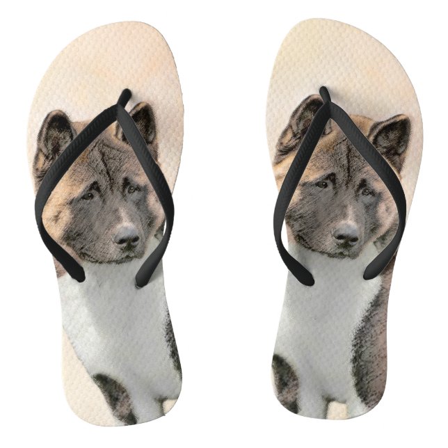 Tongs Akita Peinture - Cute Original Chien Art (Semelle)