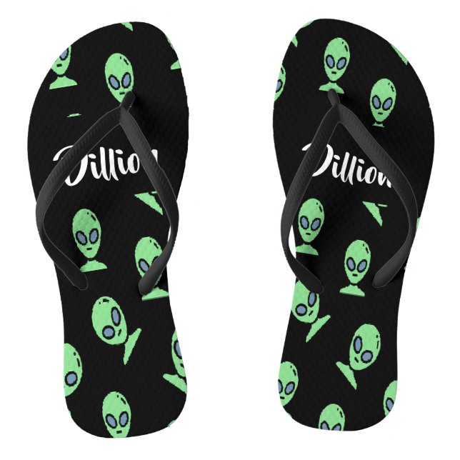 Tongs Aliens verts en noir (Semelle)