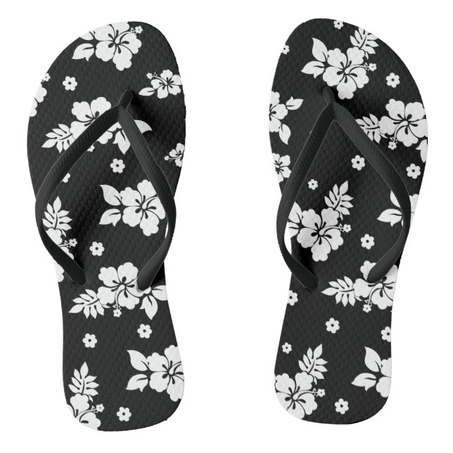 Tongs Aloha Black Classic Hawaiian Motif sans fil (Semelle)