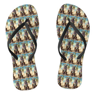Tongs American Staffordshire sur la plage, cadeau d'été