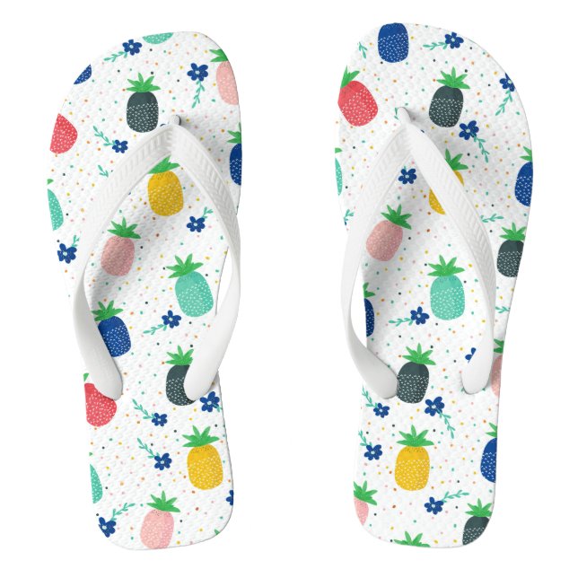 Tongs Ananas coloré & fleurs motif (Semelle)