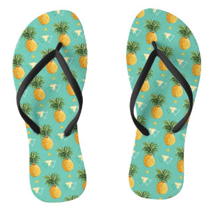 Tongs Ananas lumineux sur le motif géométrique