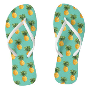 Tongs Ananas tropicaux sur Teal