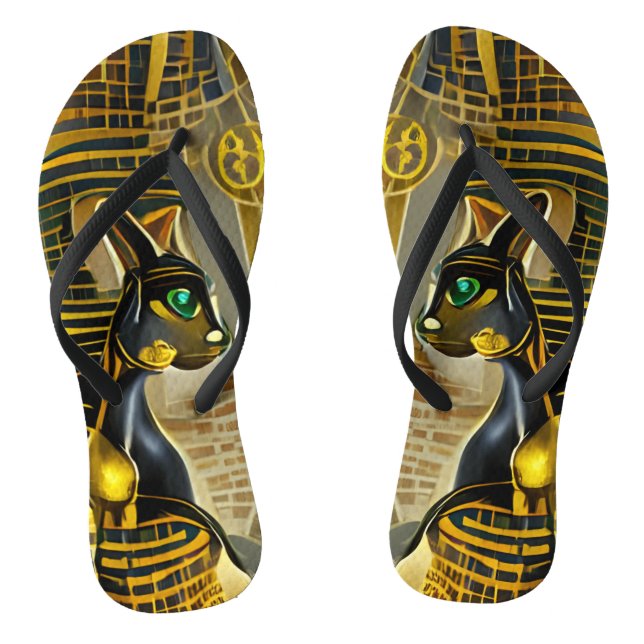 Tongs Ancienne déesse de chat égyptienne Bastet AI Art (Semelle)