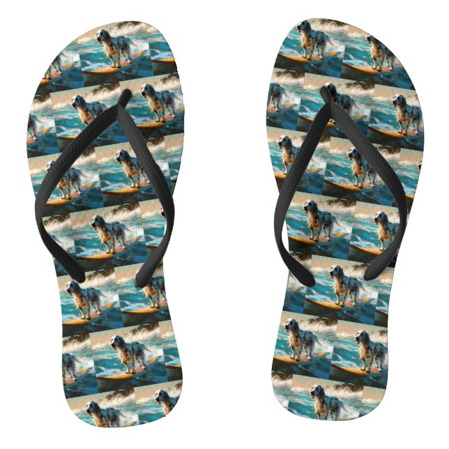 Tongs Anglais Setter Beach Surfing Painting (Semelle)