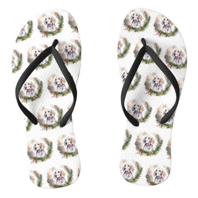 Tongs Anglais Setter Christmas Wreath Festive Pup (Semelle)