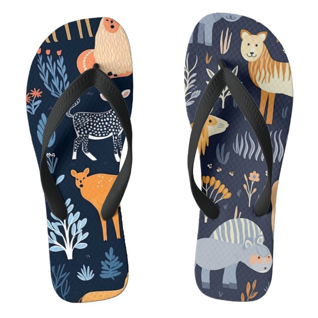 Tongs Animaux forestiers sauvages Motifs de papier numér (Semelle)