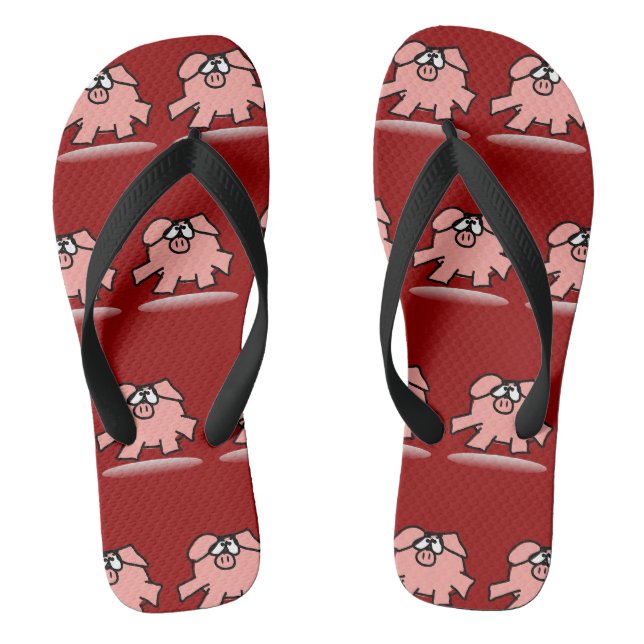 Tongs Anniversaire année drôle cochon dessin animé Chois (Semelle)