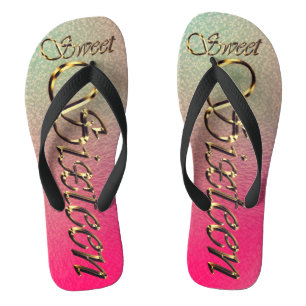 Tongs Anniversaire seize ans   Rose