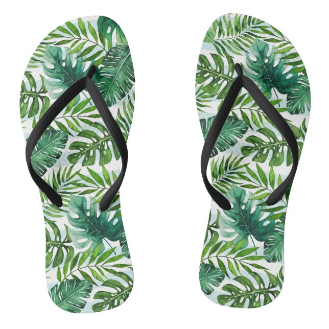 Tongs Aquarelle à la mode Feuille tropical Motif (Semelle)