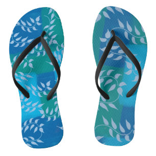Tongs Aquarelle bleu vert ivoire