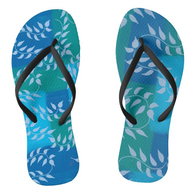 Tongs Aquarelle bleu vert ivoire (Semelle)