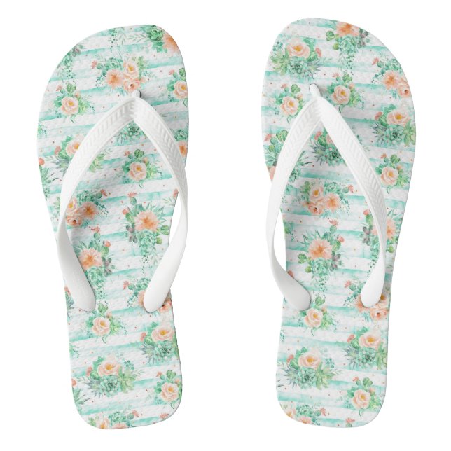 Tongs Aquarelle Cactus et Fleurs (Semelle)