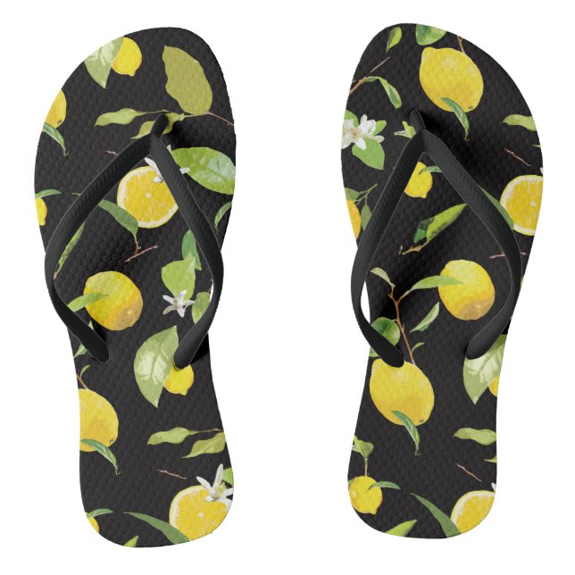 Tongs Aquarelle Citron et Feuille (Semelle)