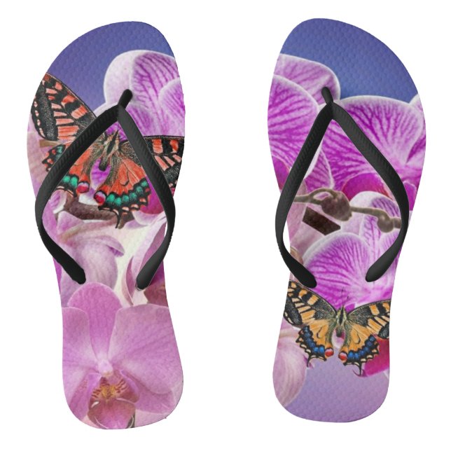 Tongs Aquarelle de fleur d'orchidée rose violet (Semelle)