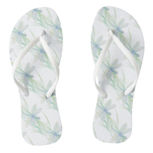 Tongs Aquarelle Dragonfly in Soft Blues & Green Art