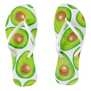 Tongs Aquarelle en tranches d'Avocado
