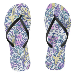 Tongs Aquarelle Fleur coloré Nature Élégante