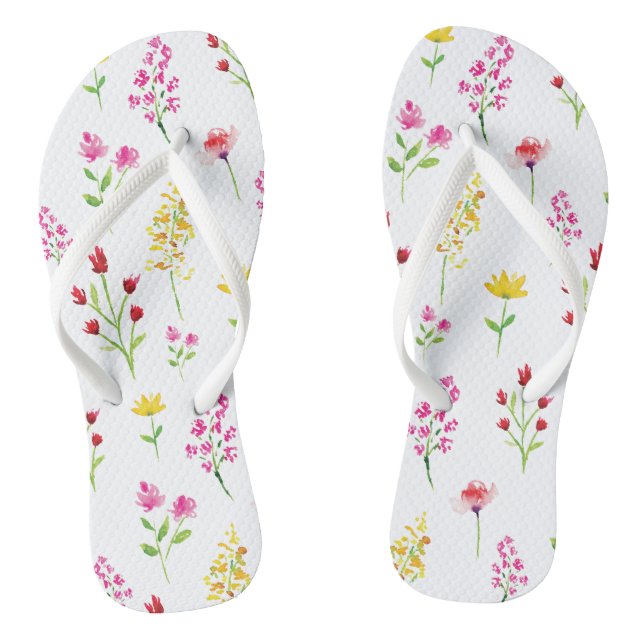 Tongs Aquarelle fleur sauvage Floral Élégant (Semelle)