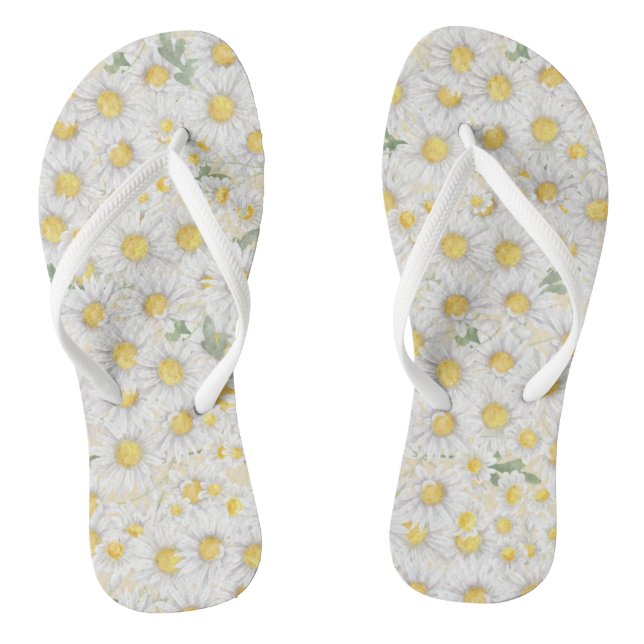 Tongs aquarelle fleurs blanches motif (Semelle)