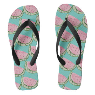 Tongs Aquarelle Pastèque Gribouillis Peint Motif