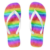 Aquarelle Rainbow Stripes Design Flip Flops