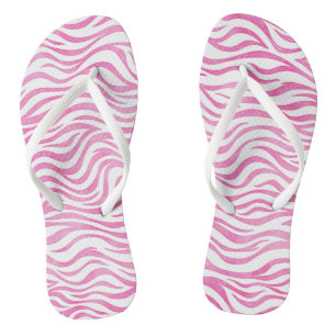 Tongs Aquarelle rose chaud Zebra Print