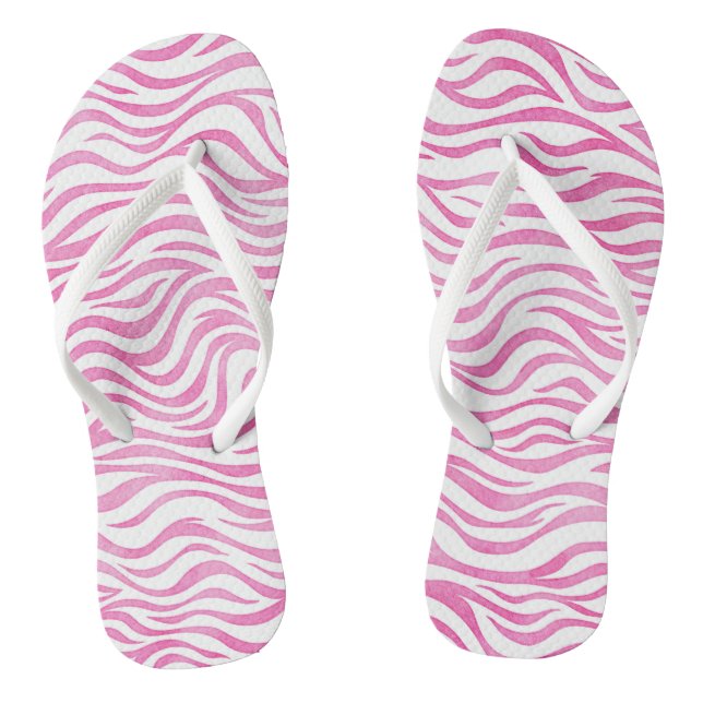 Tongs Aquarelle rose chaud Zebra Print (Semelle)