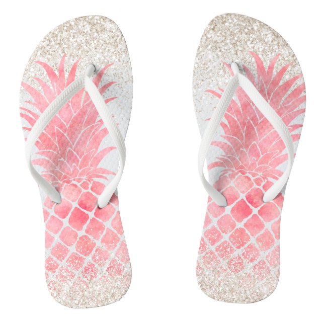 Tongs Aquarelle rose de Fille Ananas (Semelle)